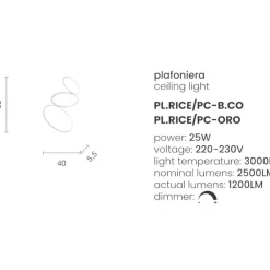 Plafoniere Moderne-Ondaluce rice pc oro plafoniera moderna led oro dimmerabile