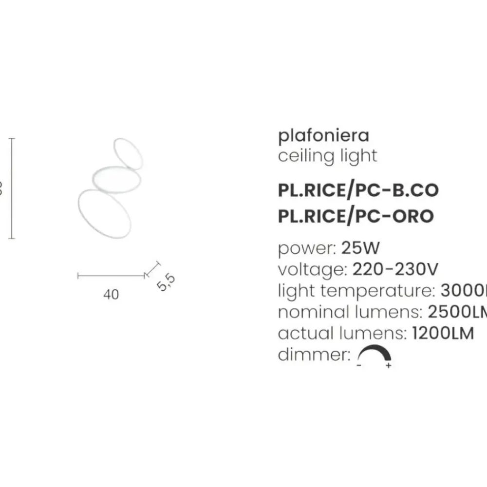 Plafoniere Moderne-Ondaluce rice pc oro plafoniera moderna led oro dimmerabile