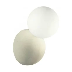 Applique Da Parete-Ondaluce rock applique cemento bianco sfera vetro bianco