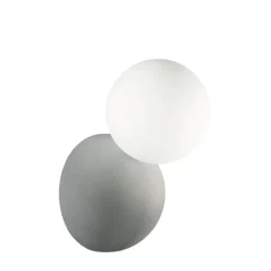 Applique Da Parete-Ondaluce rock applique grigio cemento sfera vetro bianca moderna