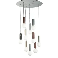 Lampadari Moderni-Ondaluce rock lampadario moderno a cascata cemento colorato 10 luci per soggiorno