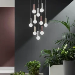 Lampadari Moderni-Ondaluce rock lampadario moderno a cascata cemento colorato 10 luci per soggiorno