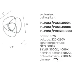 Plafoniere Moderne-Ondaluce rose pc silver plafoniera led 3000k per cucina