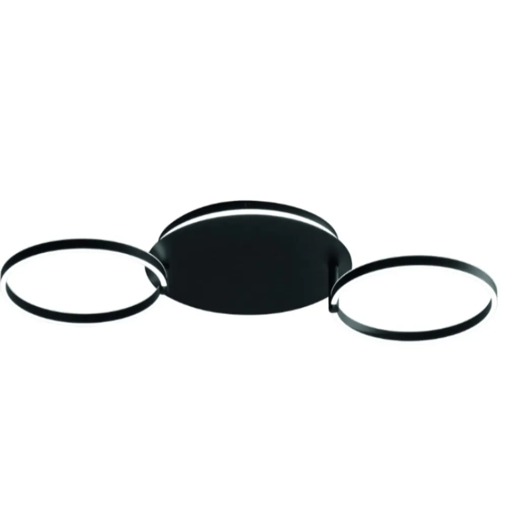 Plafoniere Moderne-Ondaluce sabe plafoniera nera moderna due cerchi led orientabili 3000k dimmerabile