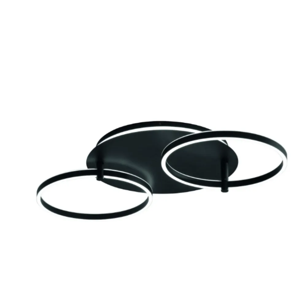 Plafoniere Moderne-Ondaluce sabe plafoniera nera moderna due cerchi led orientabili 3000k dimmerabile