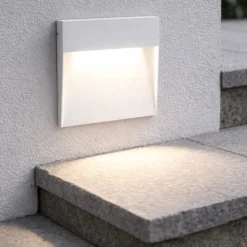 Segnapasso Led-Ondaluce segnapasso a parete da esterno bianco led 5w 4000k free square