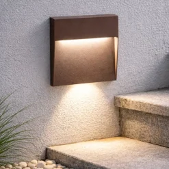 Segnapasso Led-Ondaluce segnapasso da esterno free square corten a parete led 4000k ip54