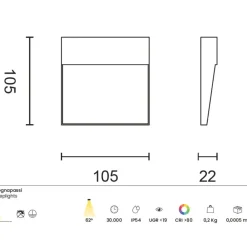 Segnapasso Led-Ondaluce segnapasso da esterno free square corten a parete led 4000k ip54