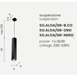 Lampade A Sospensione-Ondaluce so aloa lampada a sospensione nero quadrato per bancone