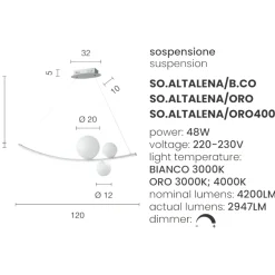 Lampadari Moderni-Ondaluce so altalena oro led 48w 3000k lampadario design moderno