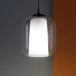 Lampade A Sospensione-Ondaluce so bonnie2 vetro trasparente base nero lampada sospensione