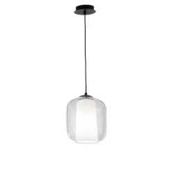 Lampade A Sospensione-Ondaluce so bonnie2 vetro trasparente base nero lampada sospensione