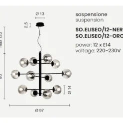Lampadari Moderni-Ondaluce so eliseo lampadario per salone moderno nero