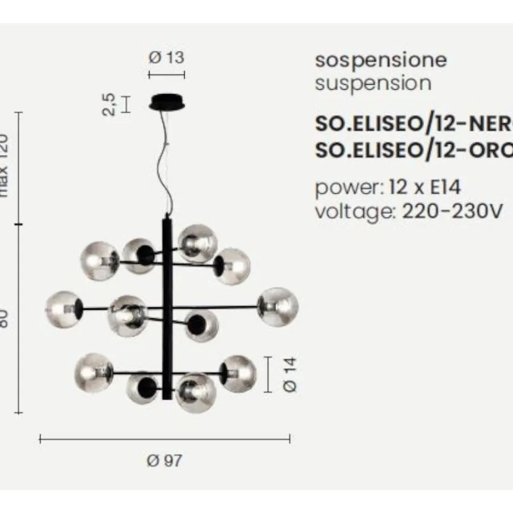 Lampadari Moderni-Ondaluce so eliseo lampadario per salone moderno nero