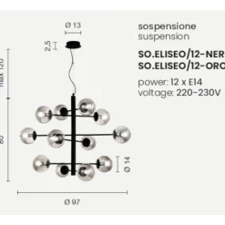 Lampadari Moderni-Ondaluce so eliseo lampadario per salotto oro 12 luci