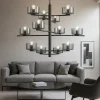 Lampadari Moderni-Ondaluce so figaro lampadario nero 12 luci per salone moderno