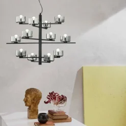 Lampadari Moderni-Ondaluce so figaro lampadario nero 12 luci per salone moderno