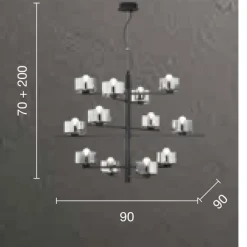 Lampadari Moderni-Ondaluce so figaro lampadario nero 12 luci per salone moderno