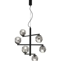 Lampadari Moderni-Ondaluce so gizah lampadario moderno nero da soggiorno 6 luci vetri fume