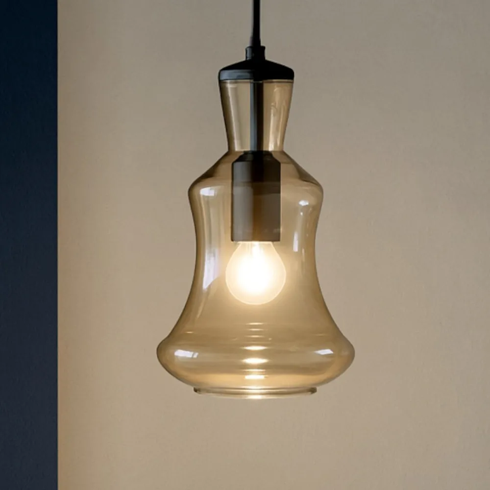 Lampade A Sospensione-Ondaluce so pin a lampada a sospensione camera da letto vetro ambra