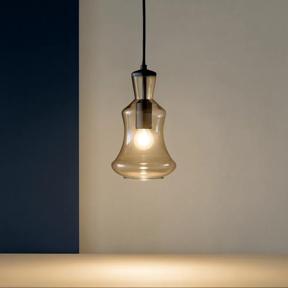 Lampade A Sospensione-Ondaluce so pin a lampada a sospensione camera da letto vetro ambra