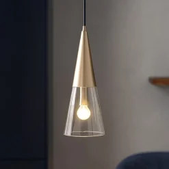 Lampade A Sospensione-Ondaluce so trento lampada a sospensione cono oro per tavolo da pranzo