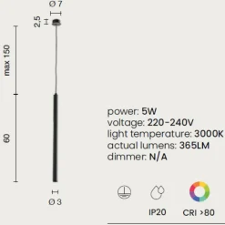 Lampade A Sospensione-Ondaluce so tube lampada a sospensione bianca moderna led 5w 3000k per cucina