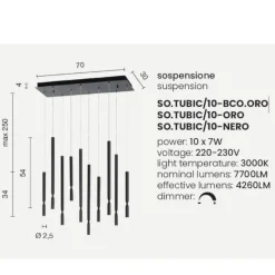 Lampadari Moderni-Ondaluce so tubic 10 lampadario moderno 10 luci oro e bianco