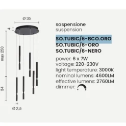 Lampadari Moderni-Ondaluce so tubic 6 lampadario multipla 6 luci led bianco e oro