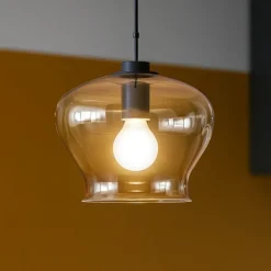 Lampade A Sospensione-Ondaluce so verve 1 ambra lampada a sospensione vetro con base/nero