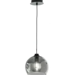 Lampade A Sospensione-Ondaluce so verve 4 lampada a sospensione sfera vetro fume base nero