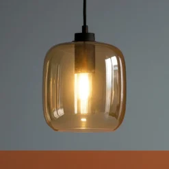 Lampade A Sospensione-Ondaluce so verve 3 lampada a sospensione vetro ambra