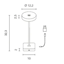 Lampade Da Tavolino Esterno-Ondaluce tap lampada da tavolino bianca senza fili ricarica usb led 3w 3000k