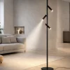 Lampade Da Terra-Ondaluce teddy piantana nera per soggiorno led orientabile dimmerabile 3000k