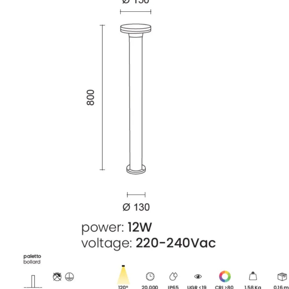 Lampioni Da Giardino-Ondaluce viale lampione da giardino antracite moderno led 12w 3000k ip65