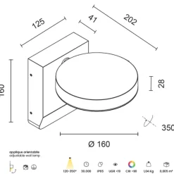 Applique Da Esterno-Ondaluce zenga applique antracite per esterno led 20w 3000k ip65