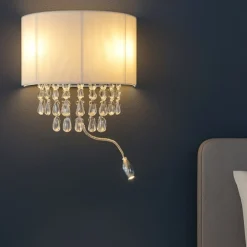 Applique Camera Da Letto-Ideal Lux Opera ap3 applique comodino camera da letto paralume cristalli luce