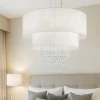 Lampadario Camera Da Letto-Ideal Lux Opera sp6 lampadario stanza da letto paralume bianco con cristalli