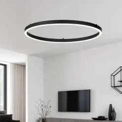 Lampadari Moderni-Ideal Lux Oracle slim sp d070 round led 3000k dimmerabile lampadario nero