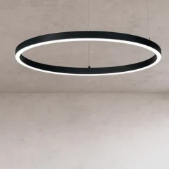 Lampadari Moderni-Ideal Lux Oracle slim sp d050 round 3000k lampadario nero led 3000k dimmerabile