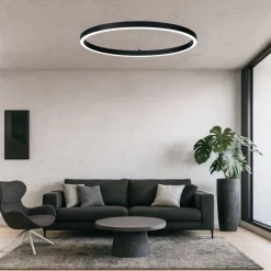 Lampadari Moderni-Ideal Lux Oracle slim sp d050 round 3000k lampadario nero led 3000k dimmerabile