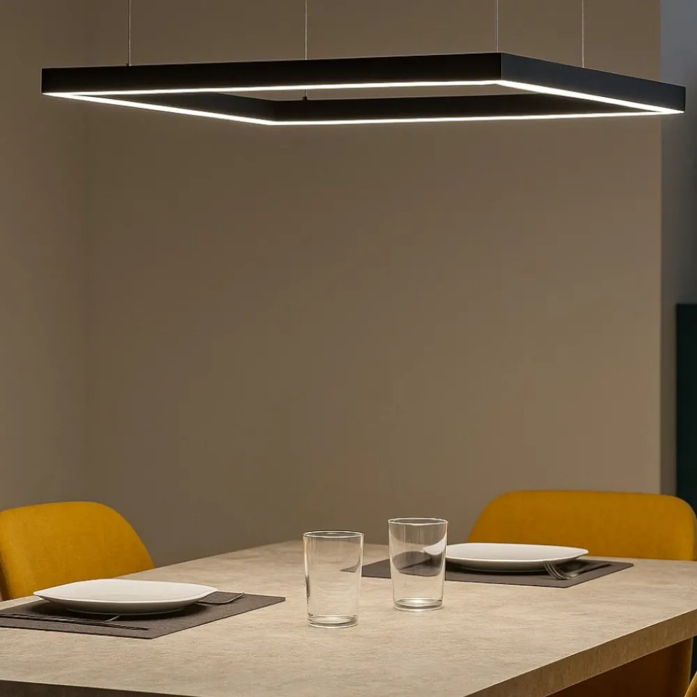 Lampadari Moderni-Ideal Lux Oracle slim sp d090 square lampadario particolare led 51w 3000k nero quadrato
