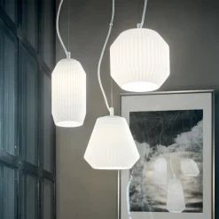 Lampadari Moderni-Ideal Lux Origami sp3 lampadario per soggiorno tre luci vetri