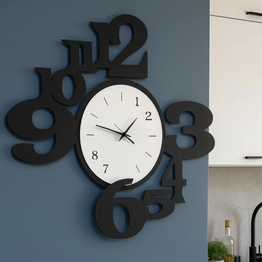 Orologi Da Parete Moderni-Selezionato da Mazzolaluce Orlogio da parete design moderno nero bianco per soggiorno