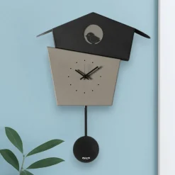 Orologi Da Parete Moderni-Selezionato da Mazzolaluce Orologio a pendolo da parete design uccellino nero e fango