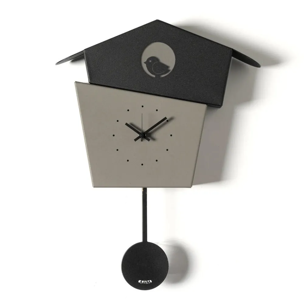 Orologi Da Parete Moderni-Selezionato da Mazzolaluce Orologio a pendolo da parete design uccellino nero e fango