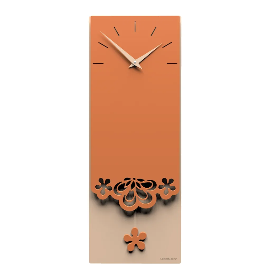 Orologi Da Parete Moderni-Selezionato da Mazzolaluce Orologio a pendolo da parete moderno legno colore terracotta
