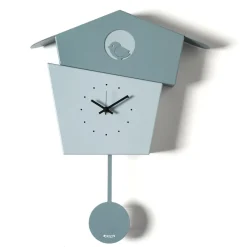 Orologi Da Parete Moderni-Selezionato da Mazzolaluce Orologio a pendolo da parete moderno uccellino verde e cenere