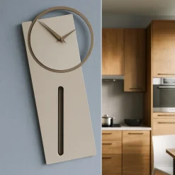Orologi Da Parete Moderni-Selezionato da Mazzolaluce Orologio a pendolo moderno da parete legno colore sabbia