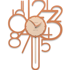 Orologi Da Parete Moderni-Selezionato da Mazzolaluce Orologio a pendolo moderno da parete legno colore terracotta